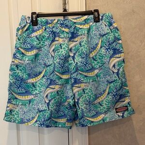 Vineyard Vines Blue and Green Swim Trunks